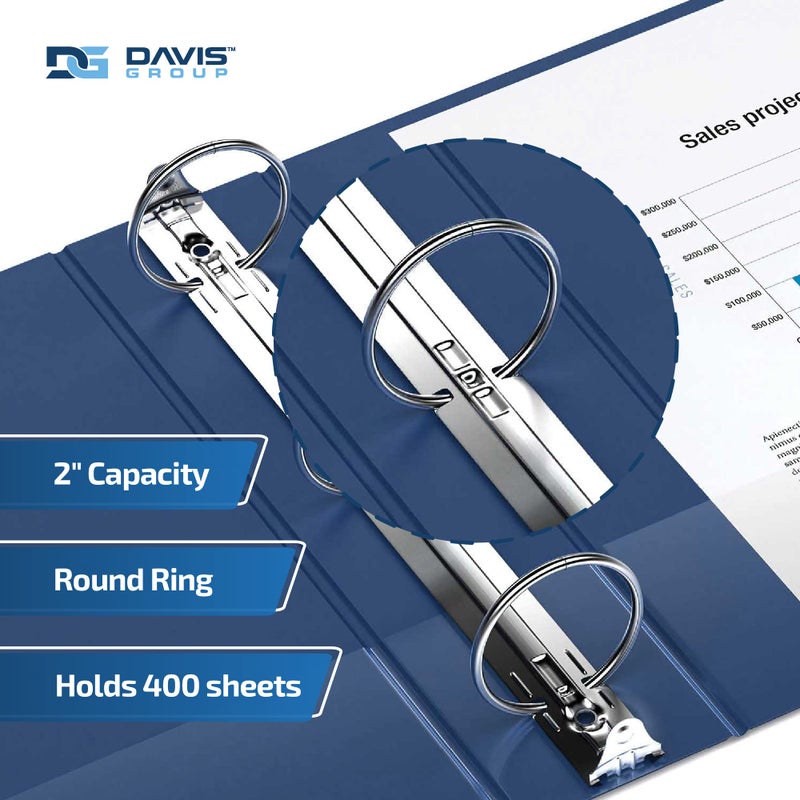 Davis Group Easyview Premium 3-Ring Binders with Clear-View Covers and Round Rings, Binders for School or Office, 2 Inch, Pack of 6, Royal Blue - Image 2